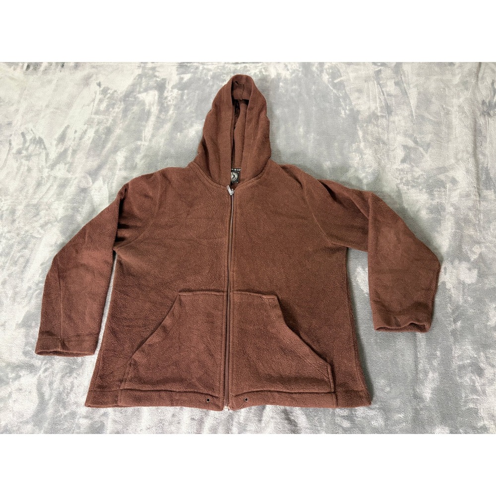 Carolyn Taylor Women Full Zip Fleece Hoodie Small Brown Soft Solid Jacket Cozy